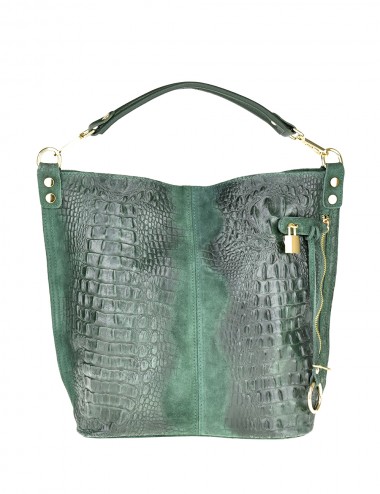 Dámska kožená kabelka zelená